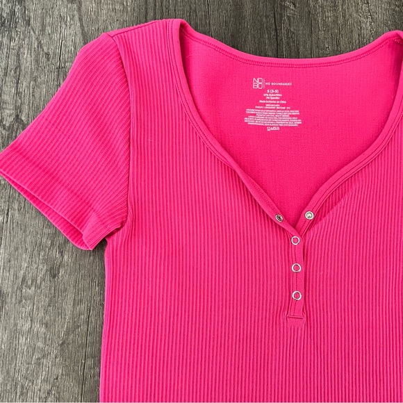 Pink Ribbed Button-Up Top - Picture 2 of 4